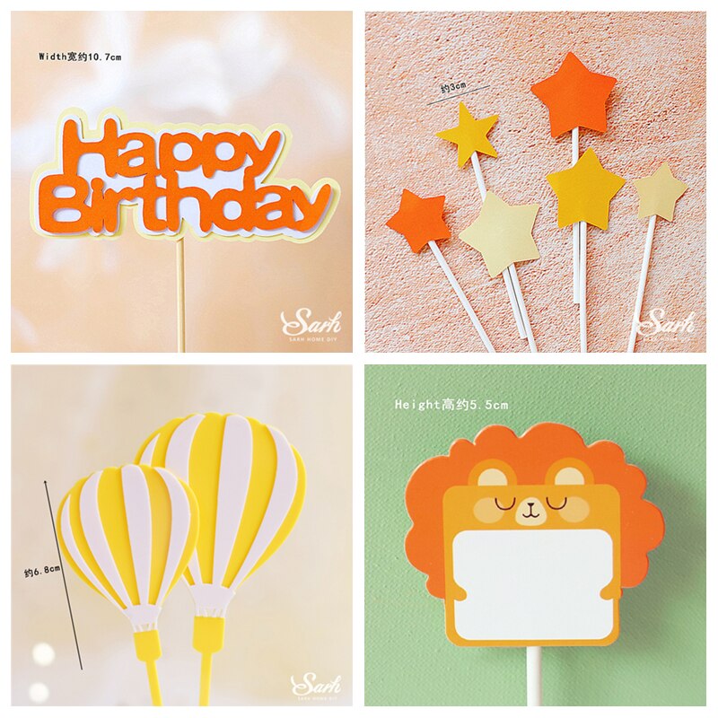 Constellatie Dier Leo Leeuw Gelukkige Verjaardag Cake Topper Bomen Paddestoel Voor Cake Decorating Feestartikelen: Orange Star Set 2