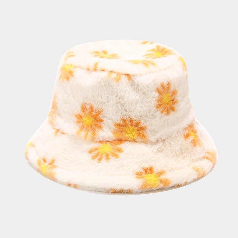 Chapeau seau à motif marguerite pour fille, Bob casquette Panama pour pêcheur, garde au pour l&#39;extérieur, automne et hiver: Beige yellow