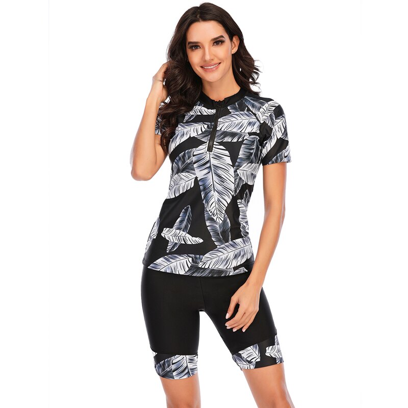 Bañador de una pieza para mujer, traje de baño de manga larga con estampado de S-2XL, para surf, Rashguard