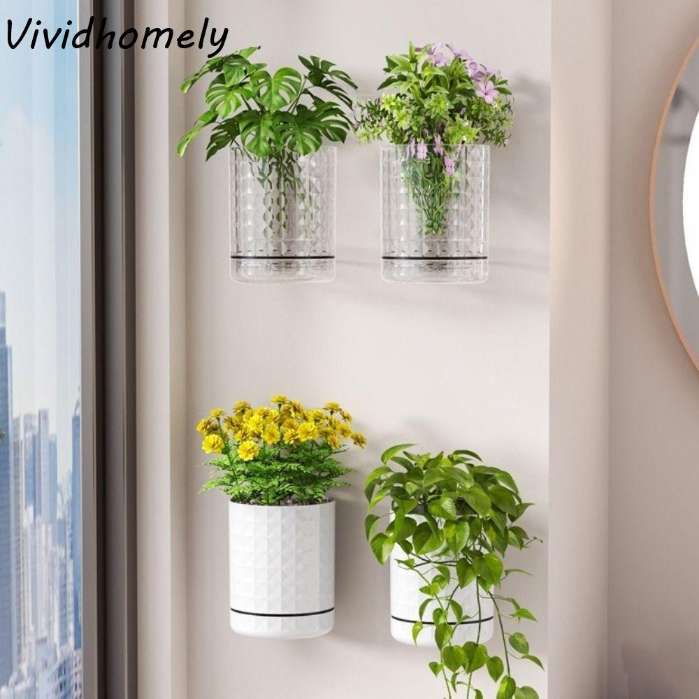Kunststof hydroponische wandplantenbak met zelfklevende dubbele laag, ruimtebesparende decoratieve wandvaas