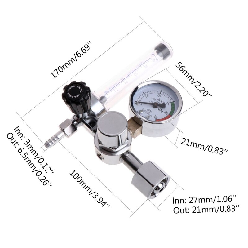 AIMOMETER Metal Welding Gas Argon CO2 Pressure Flow Meter Regulator MIG Tig MAG Weld Gauge