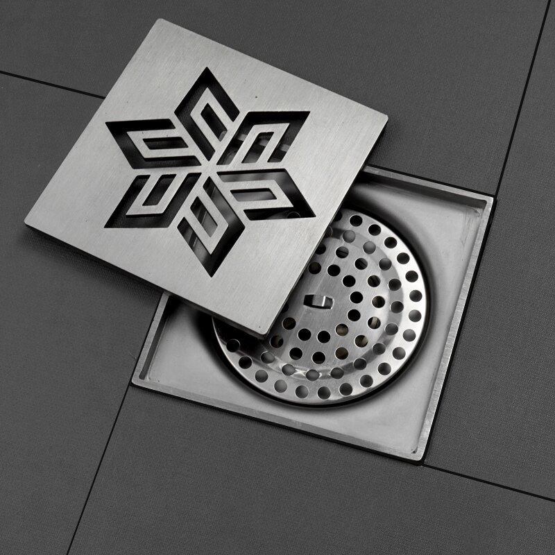 Desagüe de suelo de acero inoxidable SUS304 para cocina y baño, rejillas cuadradas duraderas para residuos, desagües de ducha de baño, 10x10 CM