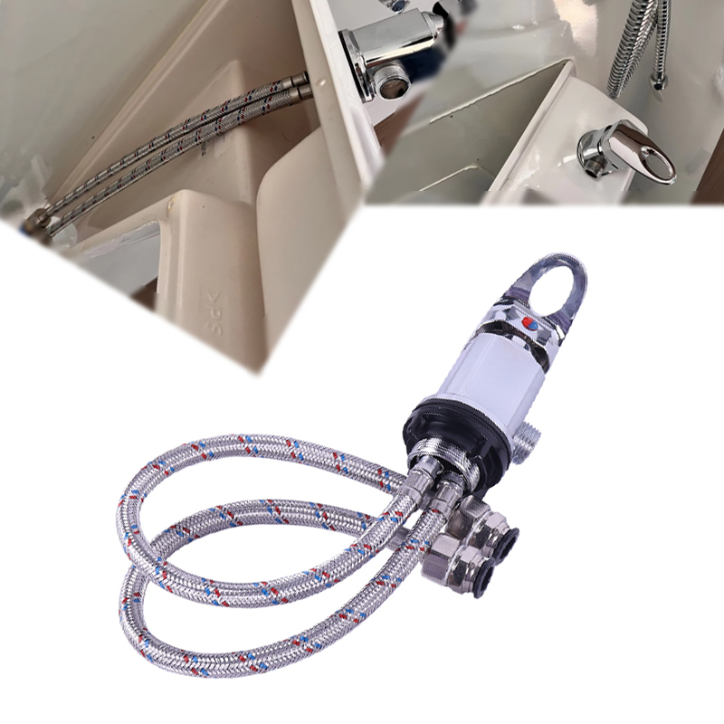 1 set husbilstillbehör husvagn kromad duschblandare med 12mm tryckanslutningar utlopp 1/2 " husbilsdelar