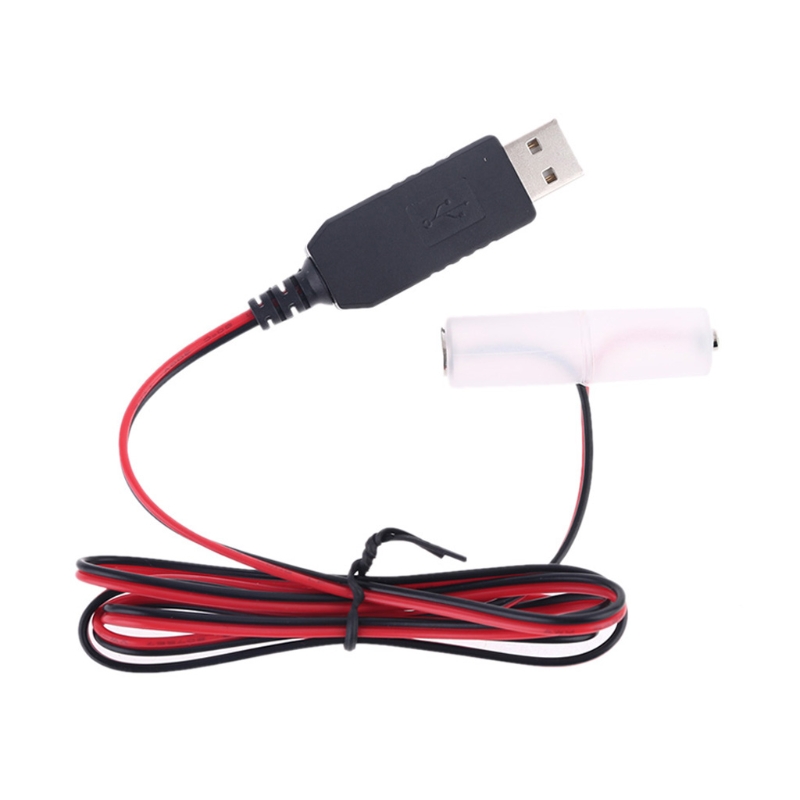 Battery Eliminator USB Power Supply Cable Replace 1.5V AA Battery For Radio Electric Toy Clock LED Strip Light Calculator: Pink