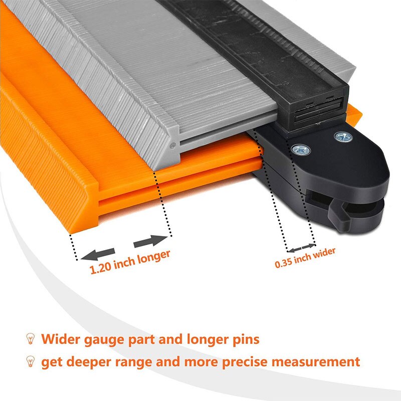 TOP 2 Pieces of Total Outline Measurement Plastic Ruler, Engraver with Lock, Engraver Tool, One 10 Inch, One 5 Inch, Orange
