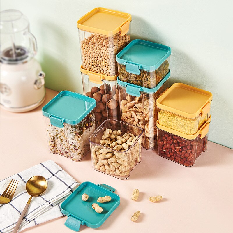 Storage Bottles and Jars Clear Plastic with Lids Food Container Spices Jar |-f-| Pots Boxes for Cereals Bottle-f-jars Sugar Bowl