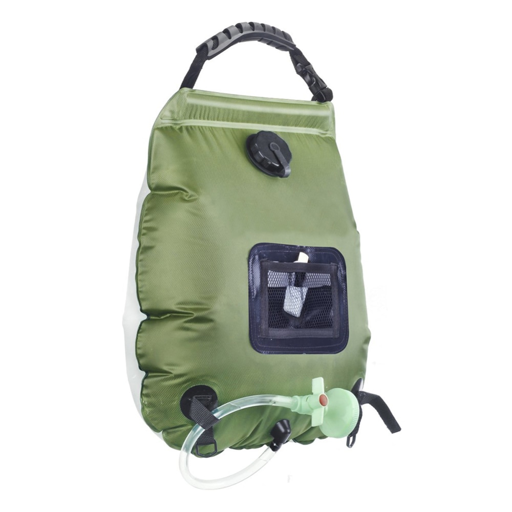 Solar brusetaske 20l solvarme camping brusetaske vand 45 ° aftagelig slange omskiftelig brusehoved