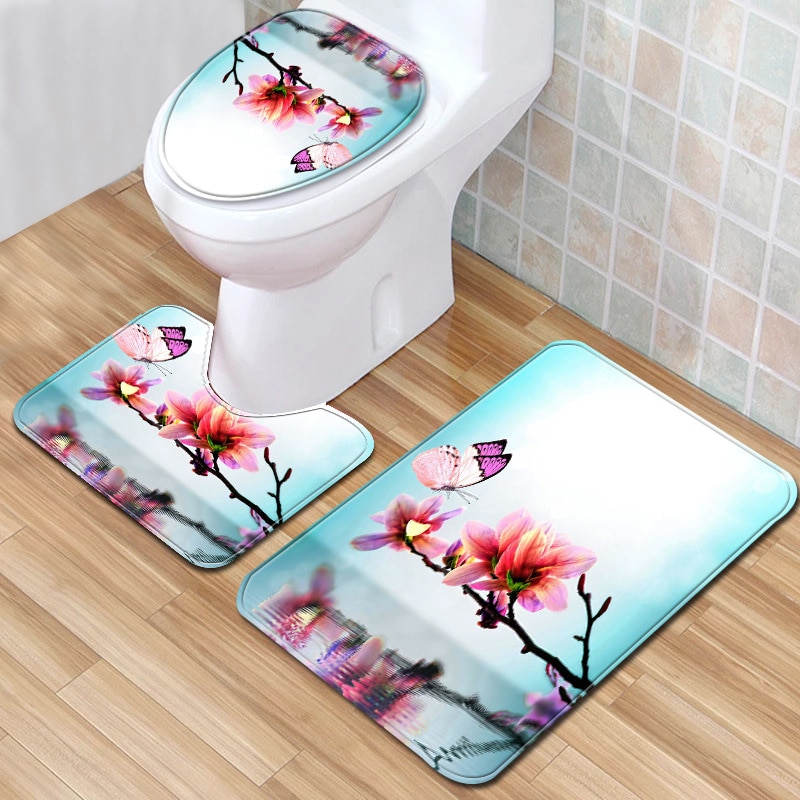 De 3 stks/partij Badkamer Tapijt Set Anti Slip Badmatten Set voor Woonkamer Home Decor Wc Deksel Cover tapijt 3D Deurmatten