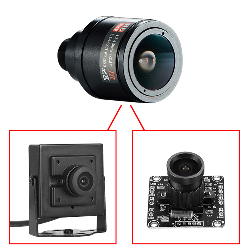 Hd cctv lens 3.0mp m12 2.8-12mm varifocal cctv ir hd lens ,f1.4, manuel fokus zoom