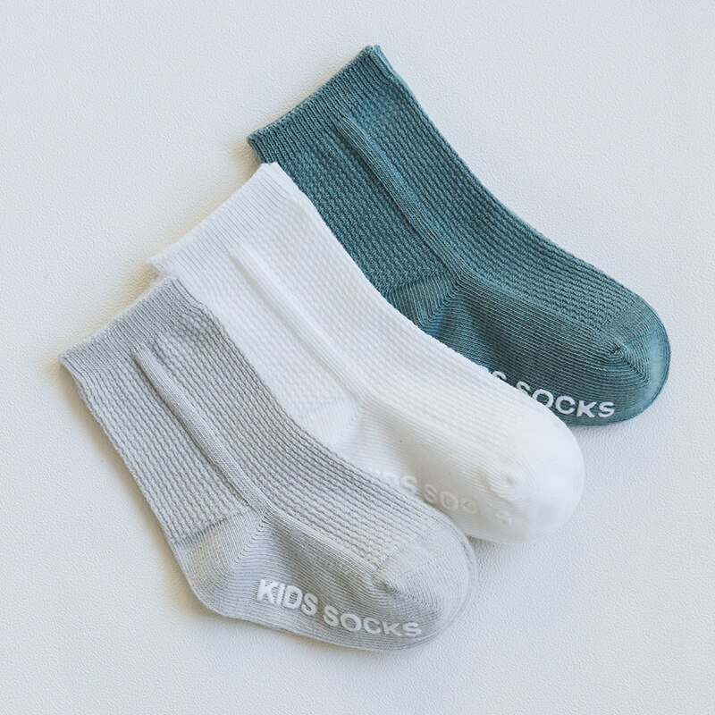 Rejäla barn ribbade strumpor baby bomullsstrumpor pojkar flickkläder 0-3y baby boy strumpor ribbade strumpor anti slip höst 3 par/lot: Punkt / 12m