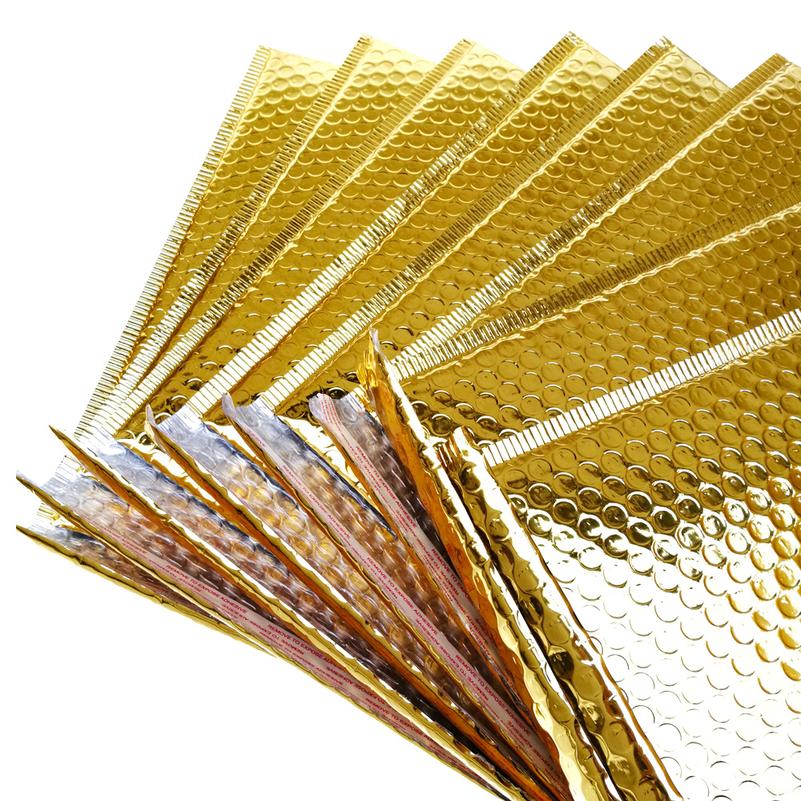 25Pcs/Lot Gold Padded Bubble Envelopes Metallic Bubble Mailer Gold Aluminum Foil Bag Packing Wrap