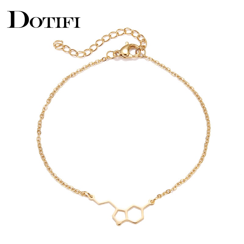 DOTIFI Stainless Steel Bracelet For Women Gold And Silver Color Erotonin Molecule Chemistry Geometric Lover's Engagement Jewelry