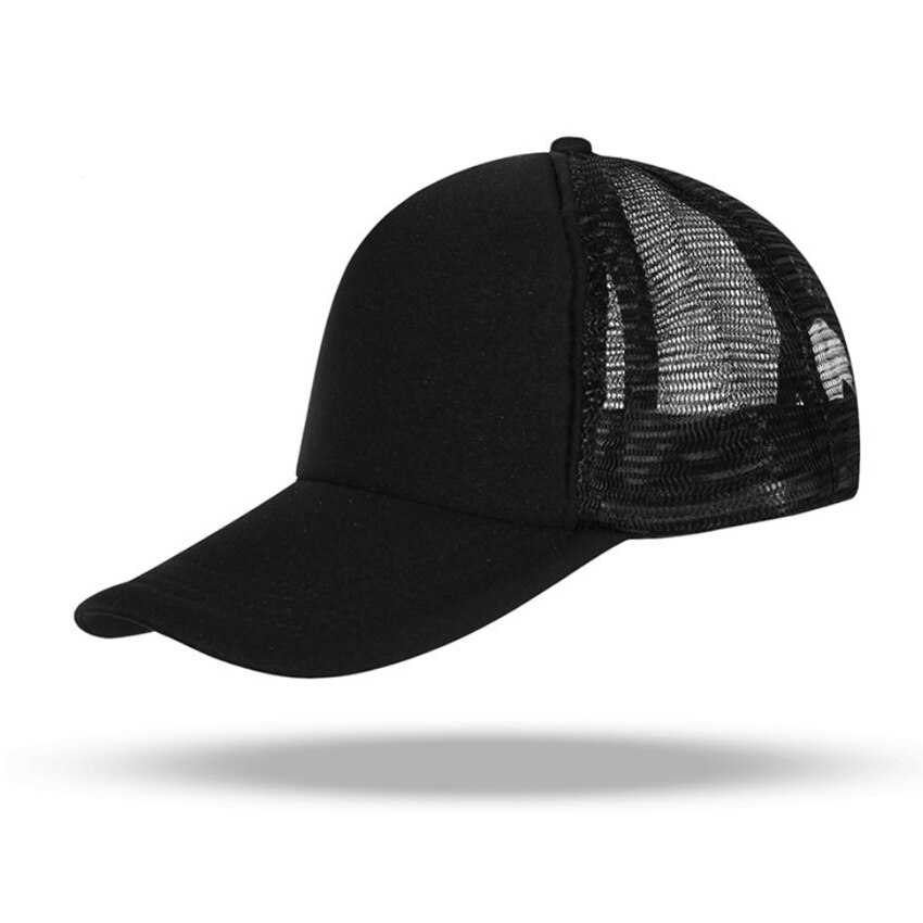 Snapback ajustable para hombres y mujeres, sombreros para hombres y mujeres, gorra de béisbol de malla Lisa informal, ropa de calle, sombrero de papá, gorra de camionero de Hip Hop: Black