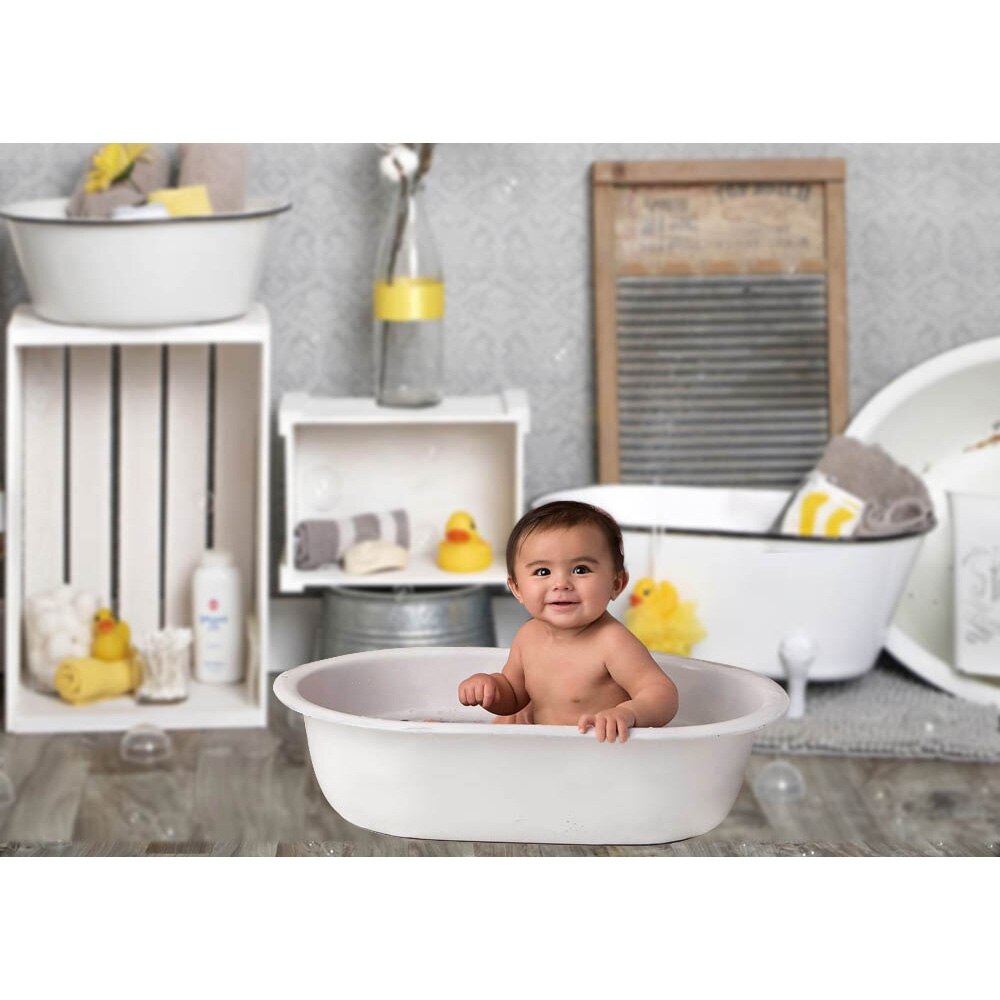 Bathroom Bath Children Portrait Backdrop Photo Studio Yellow Duck Laundry Newborn Birthday Cake Smash Background Photobooth