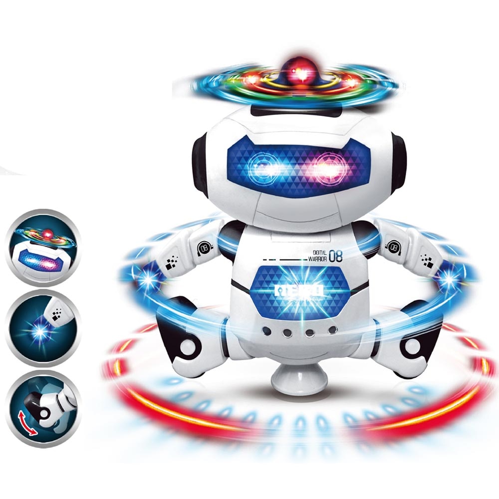 360 Degree Rotating Smart Space Dance Robot Walking Toy With Music LED Light for Children Electronic Astronaut Dance Toys