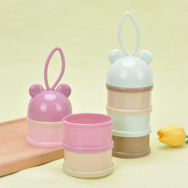 3 layers Bear Style Portable Baby Food Storage Box Essential Cereal Cartoon Infant Milk Powder Container