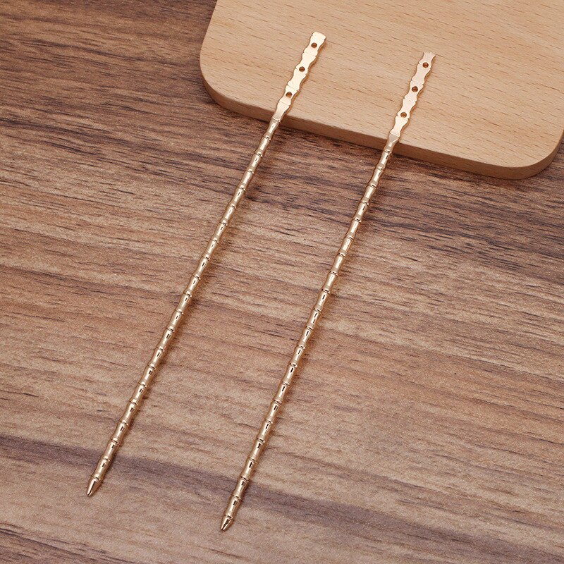 5Pcs Metal Koper Haar Stick Voor Vrouwen 139Mm Bamboe Gezamenlijke Vorm Haarspeld Diy Haar Accessoires Maken: KC gold color