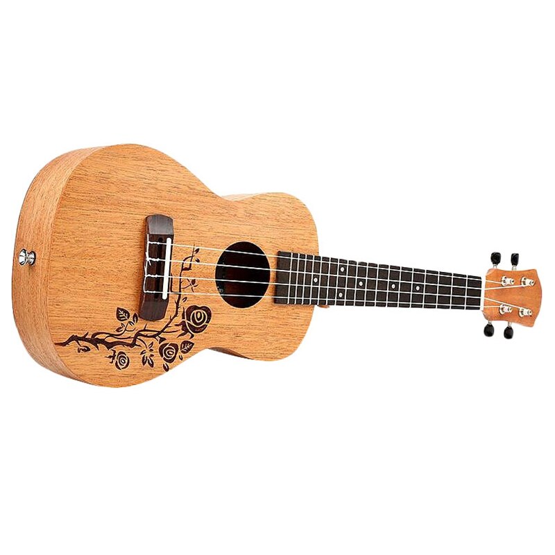 Ukelele de caoba de 23 pulgadas con 4 cuerdas de YAEL, diapasón de palisandro, guitarra acústica hawaiana, instrumento musical Rosevine