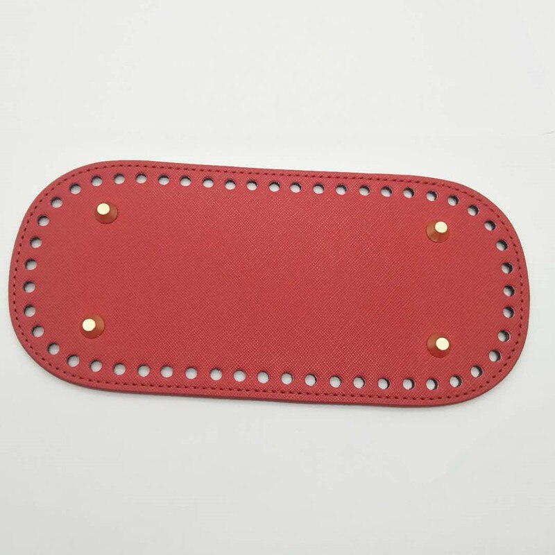 1 stk håndlavet pu læder bund med huller nitte til strikke taske håndtaske gør det selv kvinder skulder crossbody tasker tilbehør: Rød