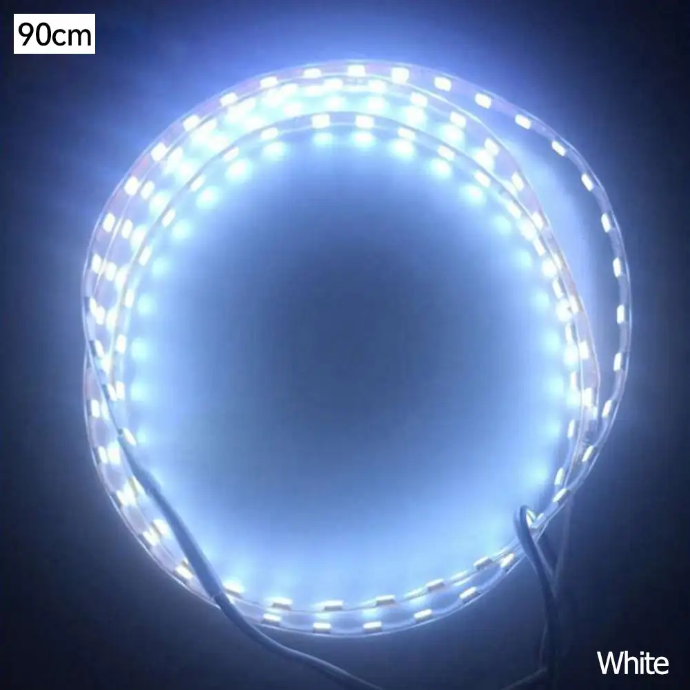 Tira ambiental LED para motocicleta de 12V, 90cm, 90SMD, tira de luces LED colorida, lámpara de cinta Flexible 3528, luces de ambiente Interior de coche: Blanco