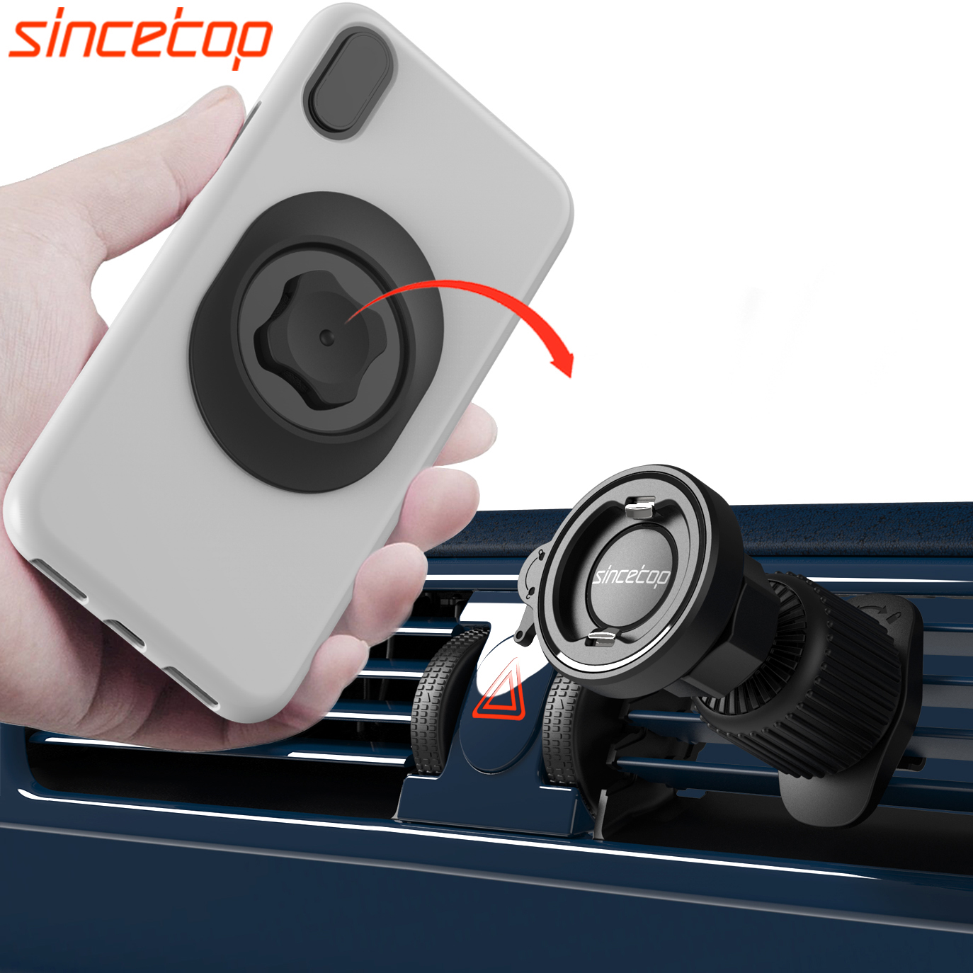 Car Vent Phone Mount with Lock Hook, Air Vent Car Phone Holder, One Hand Quick Mount & Release Cell Phone Holder Mount