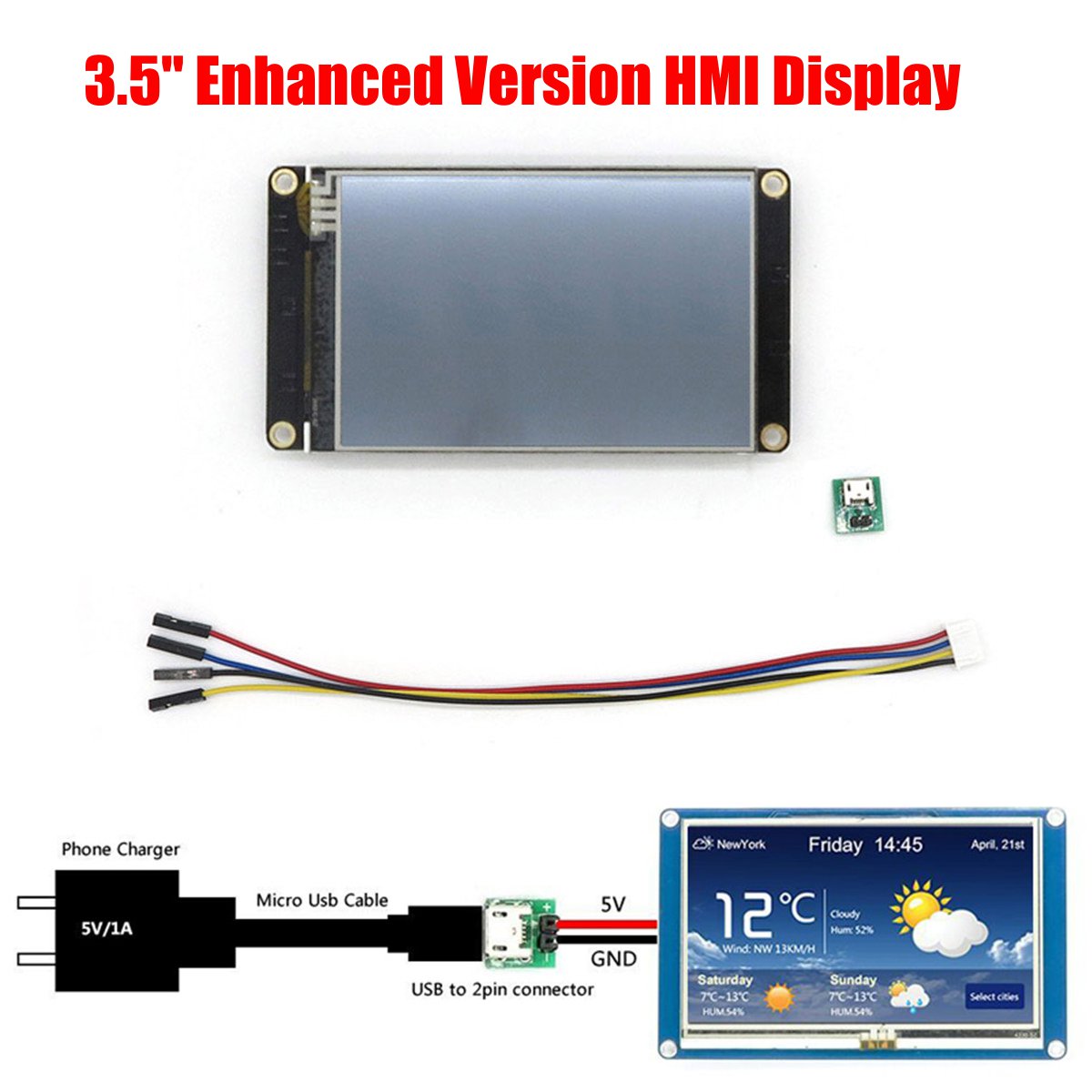Nextion-Placa de prueba inteligente HMI, 3,5 pulgadas, mejorada, UART USART, Serial, Tou ch, TFT, LCD, NX4832K035, Panel de visualización del módulo LCD