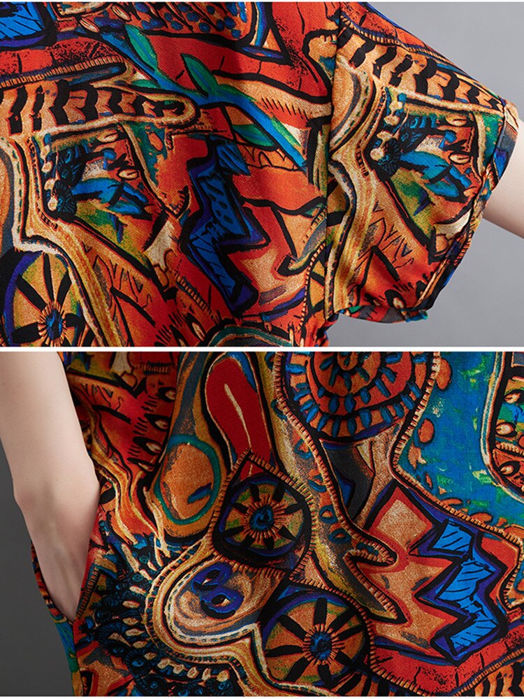 Übergroßen Jahrgang drucken Baumwolle Hanf Kleid Sommer Frau verlieren Beiläufige Große Größe Frauen Korea Damen Frauen Kleider Lange Kleid 2022