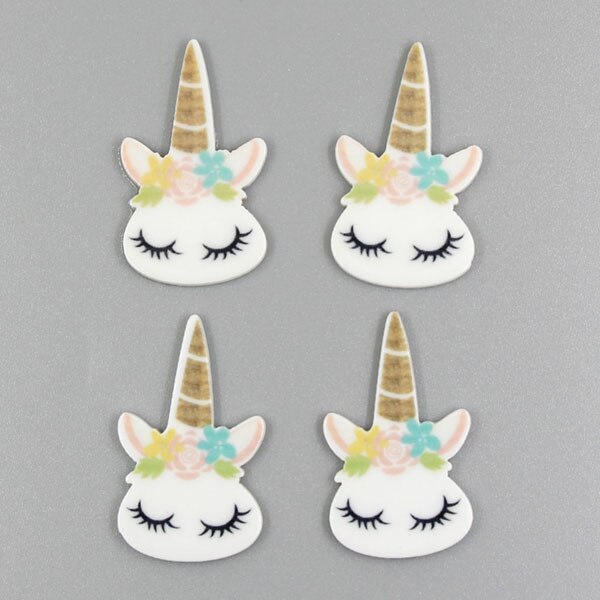 10 st/lot harts hästhuvud cabochons för pilbågar tecknad horned häst harts platt rygg hantverk gör-det-själv-håraccessoarer/kylskåp klistermärke: 2