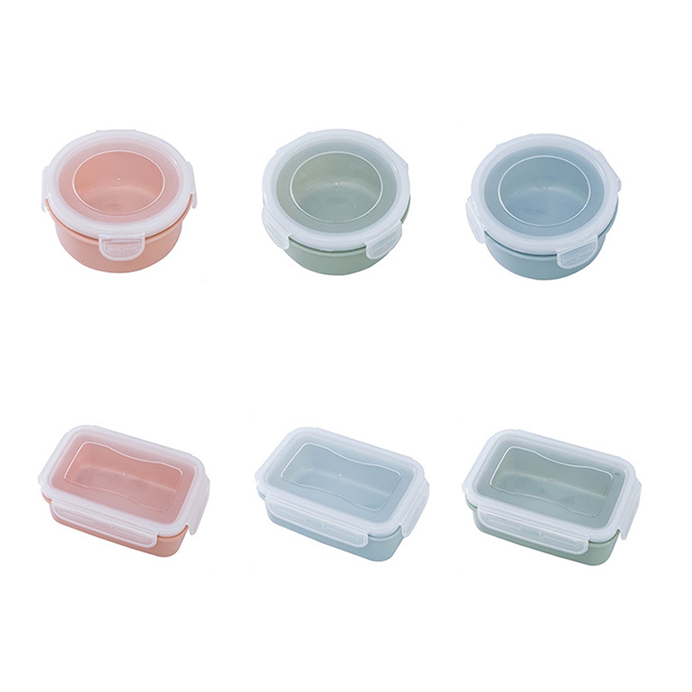 Mini matboks kjøleskap forseglet crisper boks rund firkantet plast korn sortering beholder lufttett forseglet lunsjboks