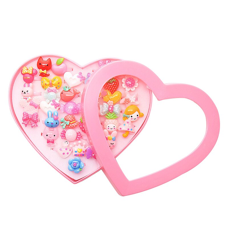 Girls Ring Jewel Cartoon Animal Styled Rings with Heart Shape Storage Case