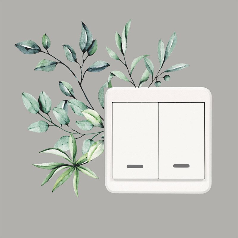 Pegatinas decorativas de pared con hojas de flores, luz para enchufes, interruptores, vinilo, decoración para sala de estar, jóvenes, niños, bonitos enchufes