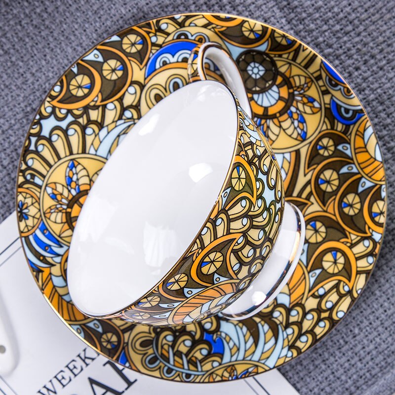 Bohemia Pattern Fine Bone China Cup and Saucer With spoon Set