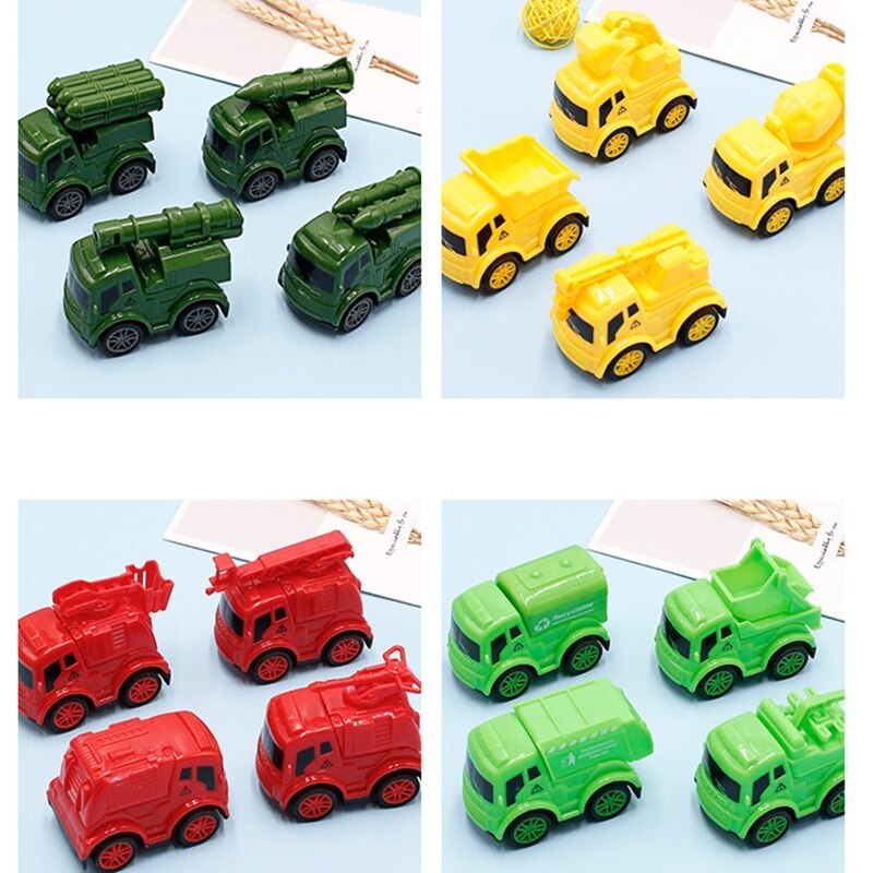 4 Pieces Baby Toy Cars Simulation Engineering Wind up Cars Toy Kids Pull-Back Vehicle Set for Toddlers Birthday Presents