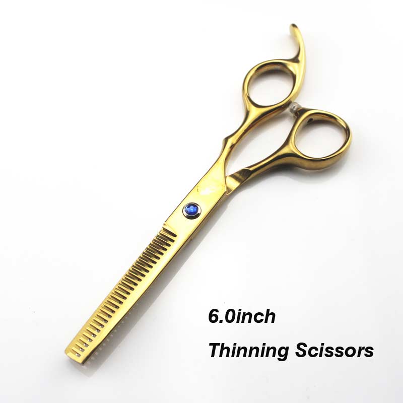6.0 scissors dog pet grooming polishing tool animal hair Double tail curved scissors Cutting Scissors Thinning: Gold Thinning