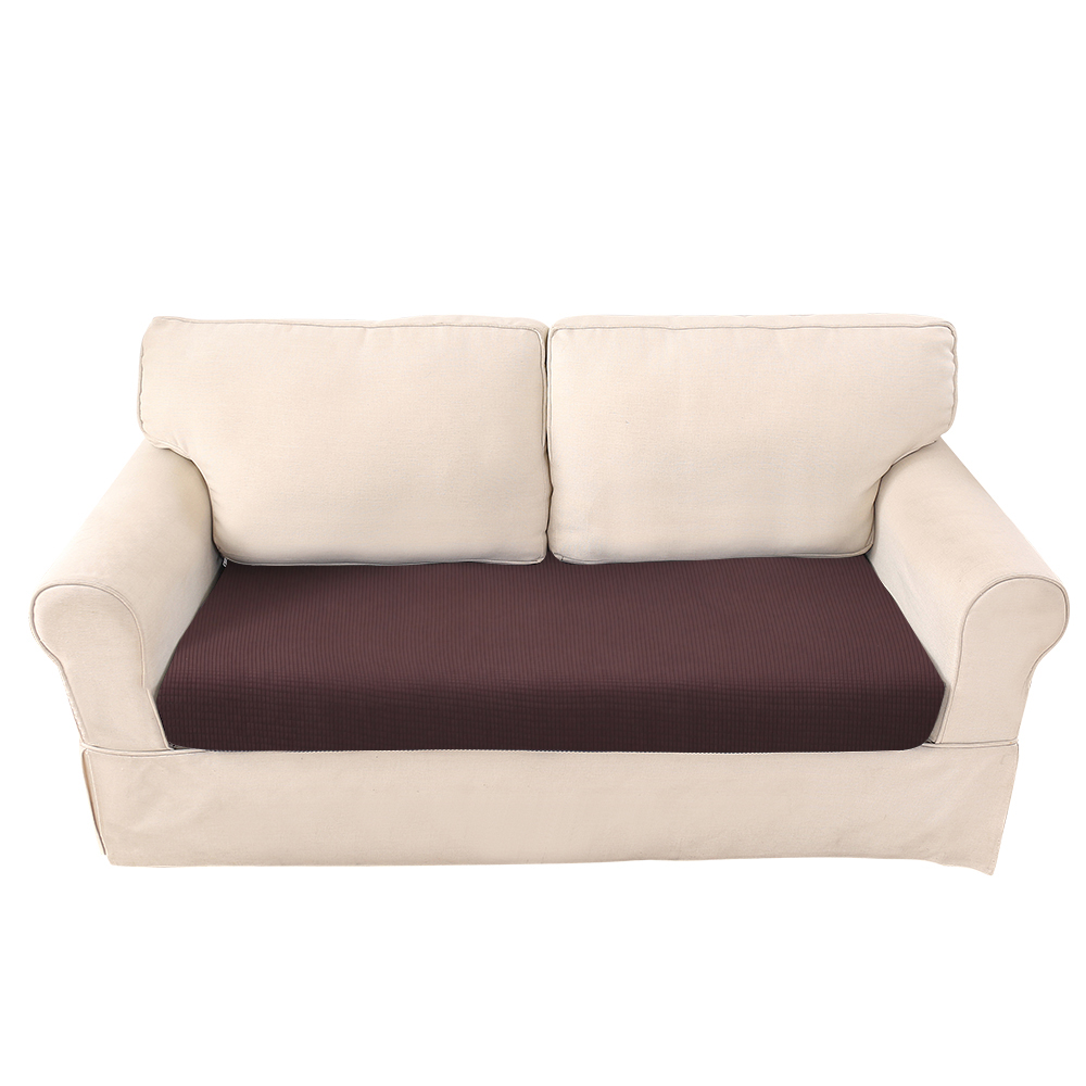 Huisdecoratie effen kleur bankkussenhoes elastische beschermer bankhoes persoonlijkheid bijpassende wasbare bankhoes hoes: Koffie / 3 stoelen