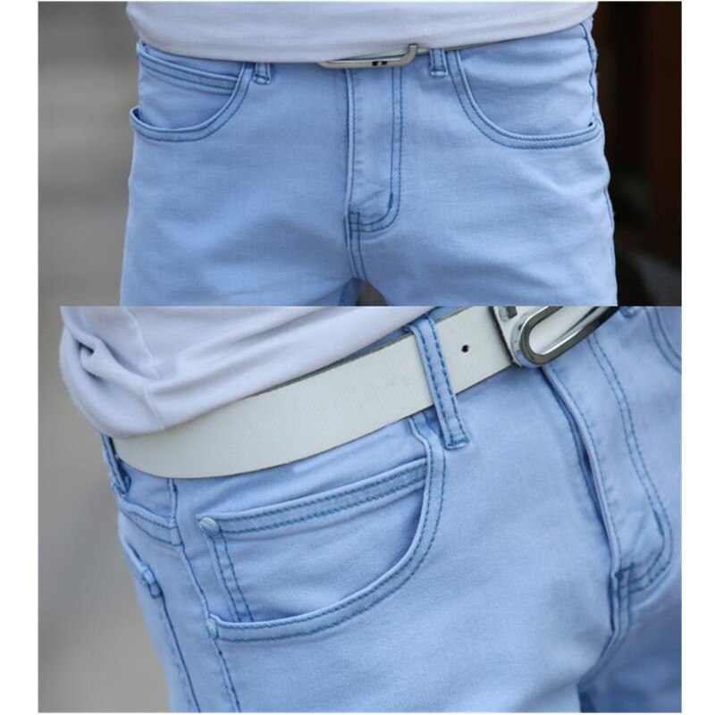 petit stretch bleu clair coton hommes jean 28 29 30 31 32 33 34 36 bleu ciel jean hommes pantalon mince doux et confortable