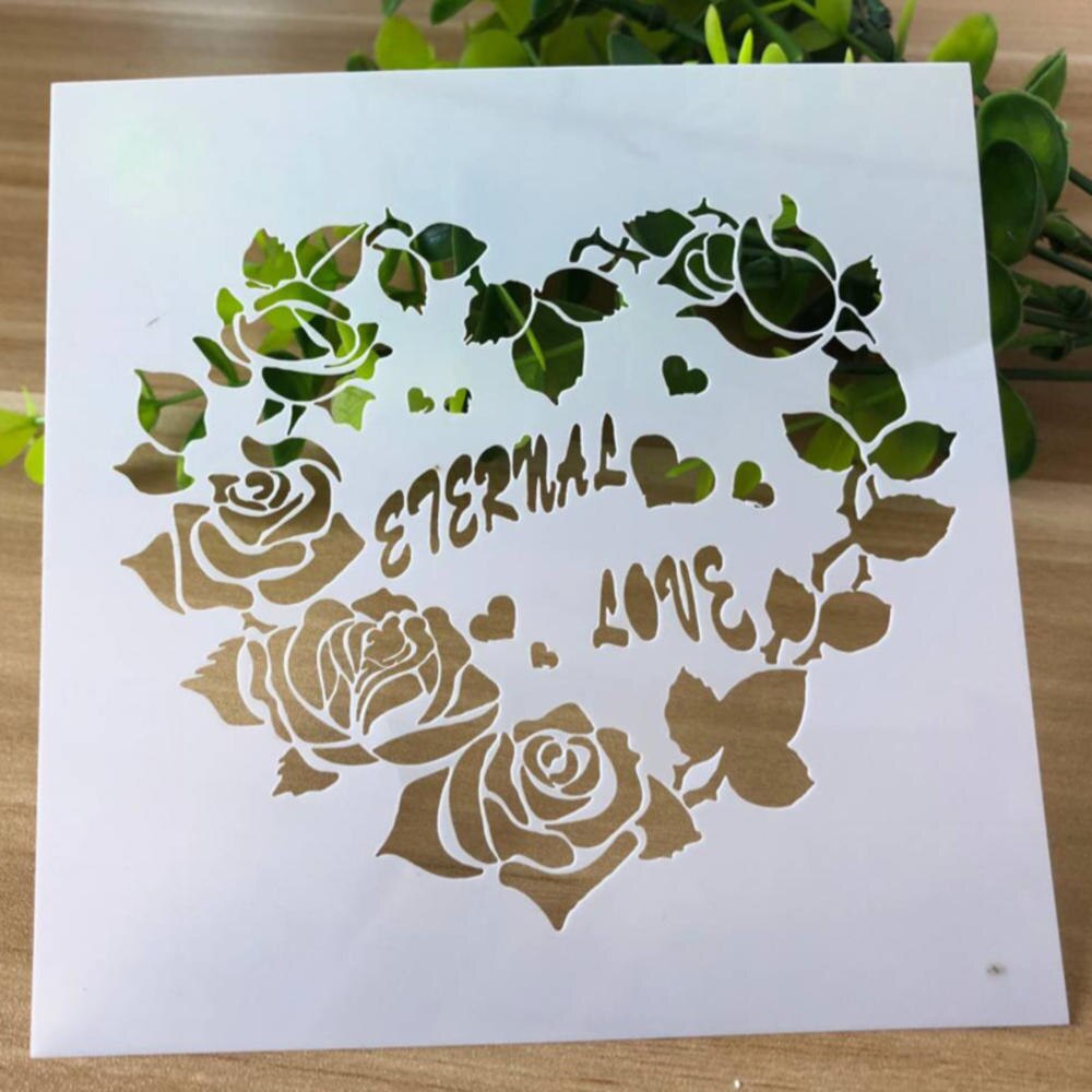 Diy håndværk lagdeling stencils skabelon til vægmaling scrapbog stempling tableau dekoration: Hjerte