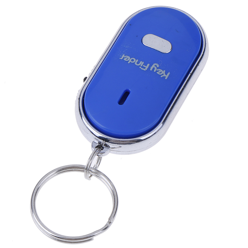 1pc bleu Anti-perte clé localisateur porte-clés sifflet bip sonore alarme lumière LED