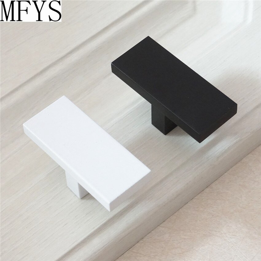 Hvid sort firkantet knap skuffeknap trækker moderne skab / kommode drejeknapper køkken dørhåndtag skab træk knop møbler