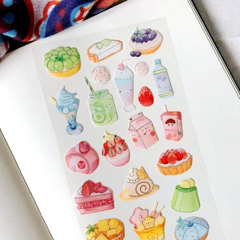 Cute Girls Style Epoxy Aesthetic Stickers Scrapbooking Material Junk Journal Photo Album Planner Diary Laptop Deco Sticker