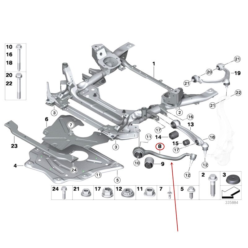 Trekstang Front lower arm Lower suspension diagonaal staaf voorwiel lower bay swing arm X6b mw2015 Front lower controle arm