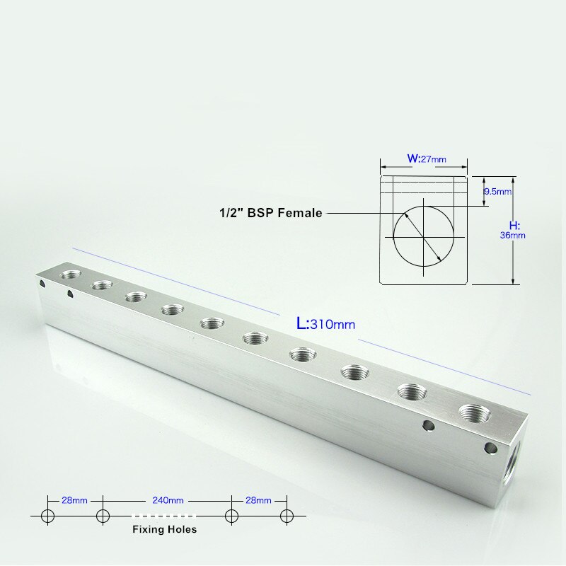 1/4 "1/2" BSP kobieta 27x36mm aluminiowy rozdzielacz pneumatyczny rozdzielacz blokowy szybkie złącze dystrybutor sprężarka powietrza montaż: 10 droga 12 Port
