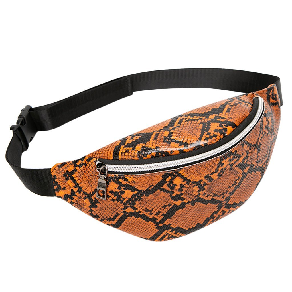 Frauen Taille Pack Serpentin fanny Pack Pu Leder brust Tasche Weibliche Schlange Haut Gürtel Tasche Weibliche Geldbörse Sack: orange