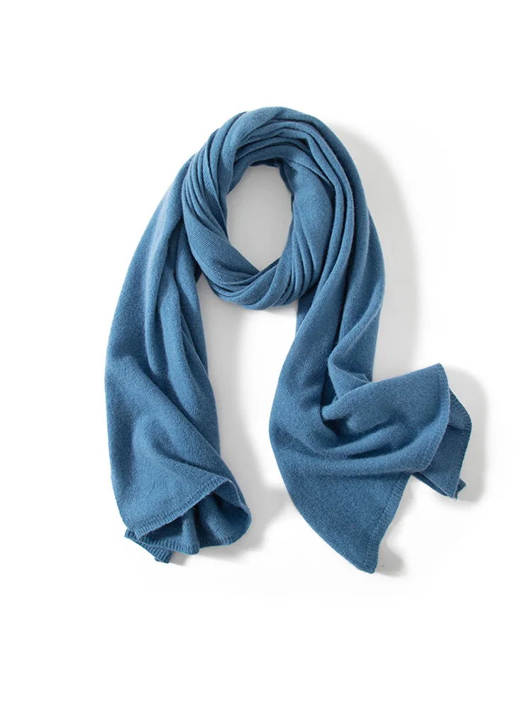 Bufanda de Cachemira de lana para mujer, Pashmina sólida básica, bufandas grandes simples, chal de Cachemira, envolturas exteriores ligeras, Hijab Delgado, Otoño e Invierno: Azul