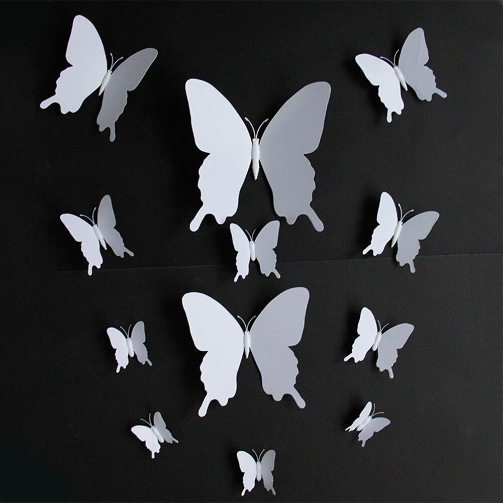 12pcs 3D Butterfly With Magnet Wall Sticker Removable Party Window Single Layer Home Decor Fridge PVC DIY Decals Living Room