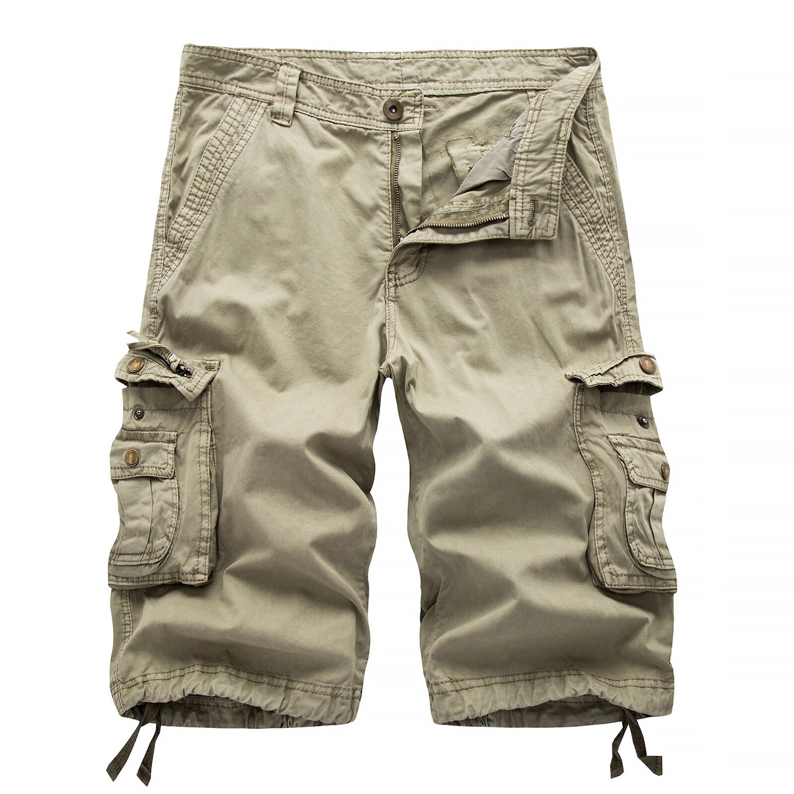 Heren Shorts Toevallige Pure Kleur Buiten Pocket Strand Werk Broek Cargo Shorts Mannen Bermuda Masculina Pantalones Cortos