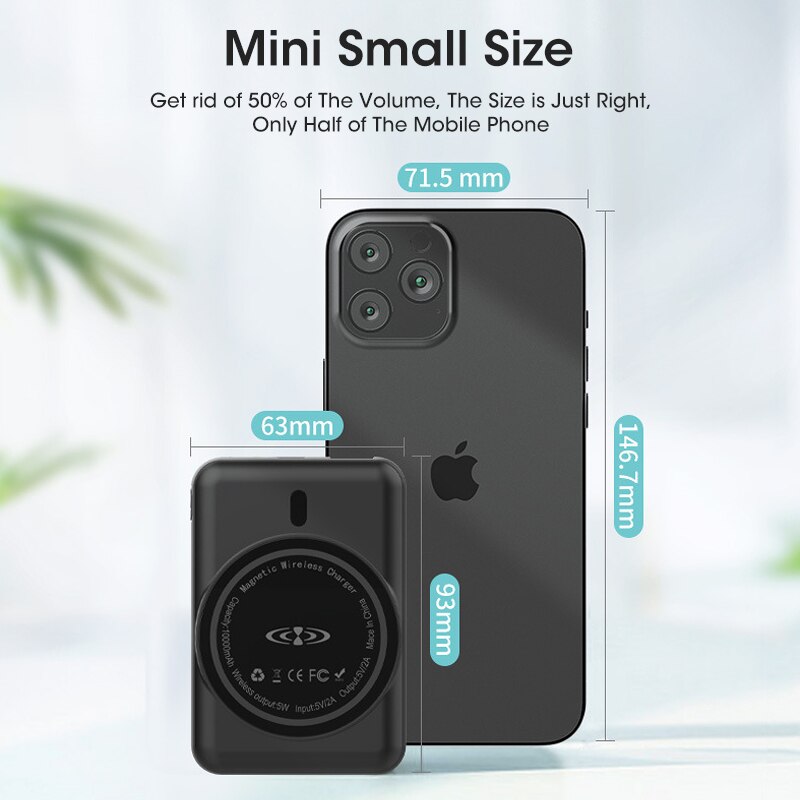 Magnetische kabellose powerbank 1:1 5000 , tragbarer externer akku für mobiltelefone, kompatibel mit iphone 13, 12 , 13 pro , 12 pro max, mini-powerbank