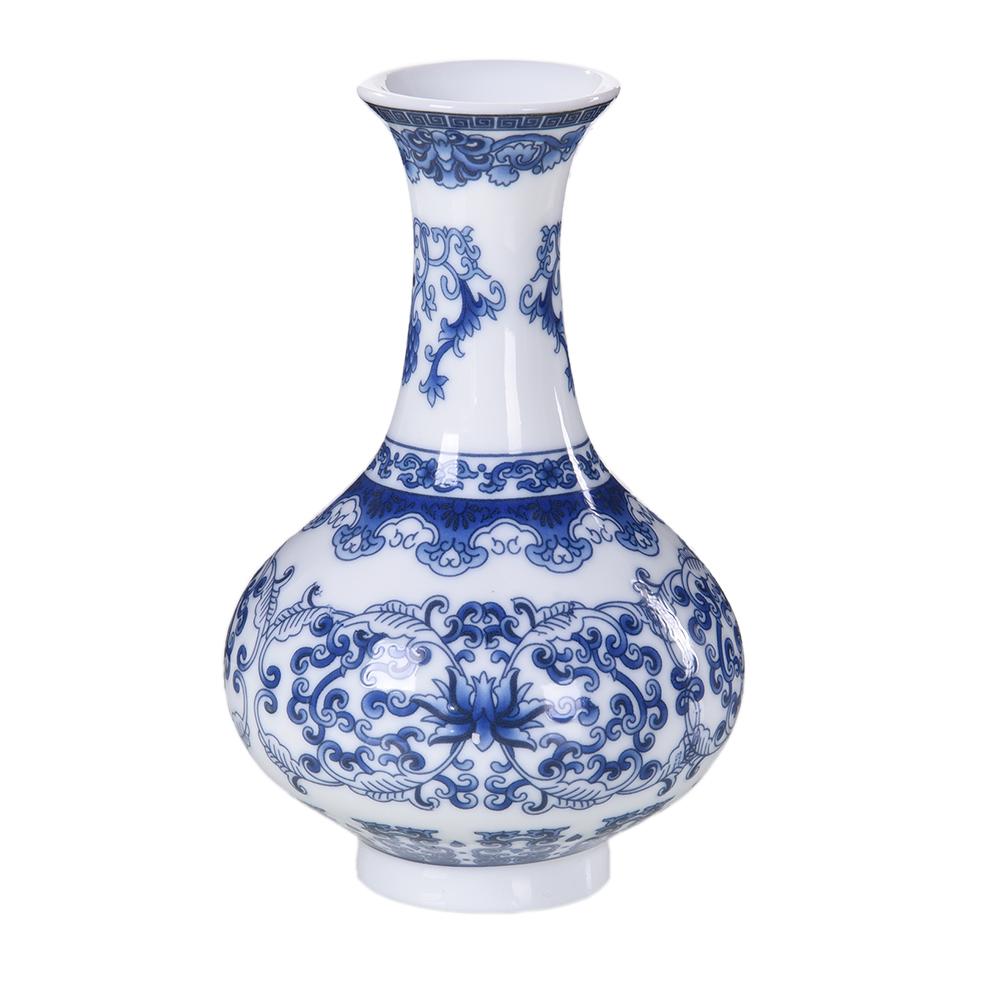Jarrón decorativo Vintage chino de porcelana azul y blanca, jarrón de Arte de cerámica, jarrones decorativos para Decoración de mesa de hogar: B
