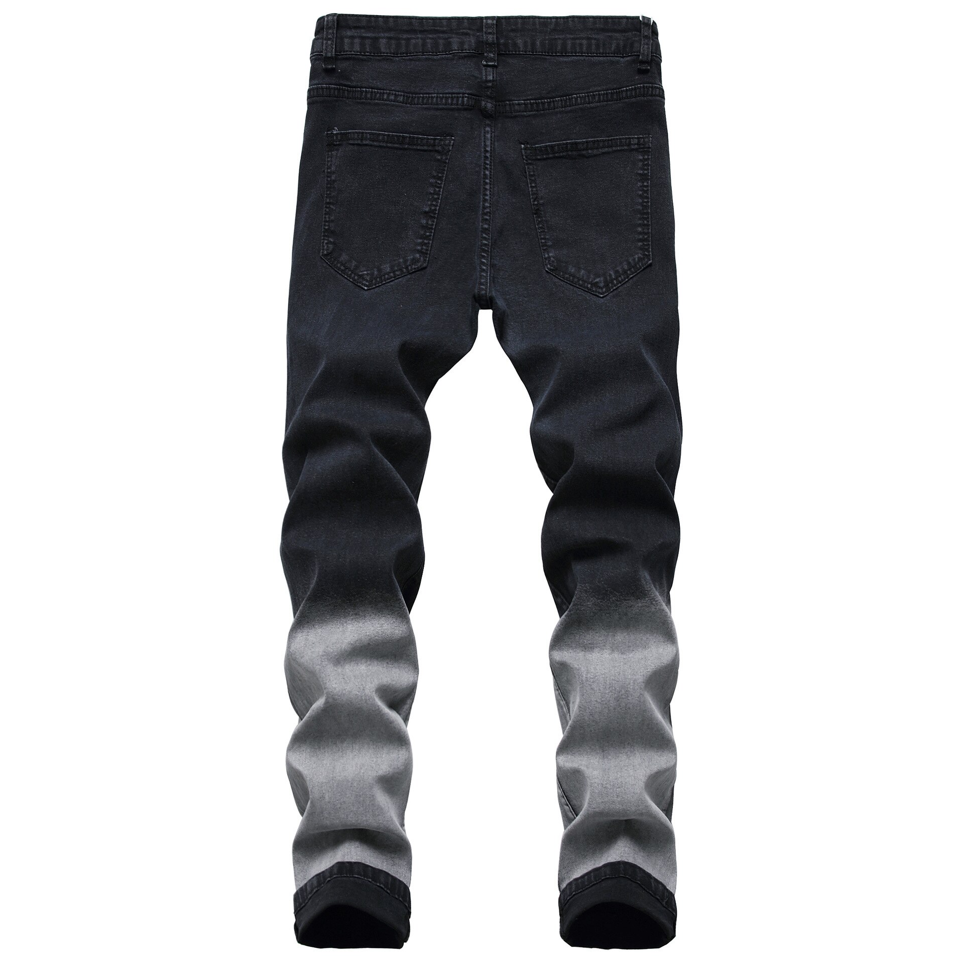 Menn casual jeans farge patchwork vasket distressed hull jeans herre straight stretch slim-fit dongeribukser