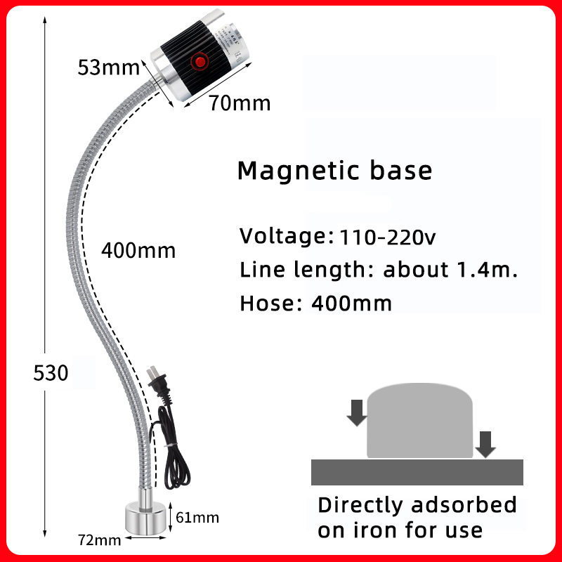 LED CNC Werkzeugmaschine Arbeitslampe Drehmaschine langer Schwanenhals Werkstatt Arbeitsscheinwerfer Magnetisch / Schraubsockel Superhelle Industrielampe: Licht Grau / 125W